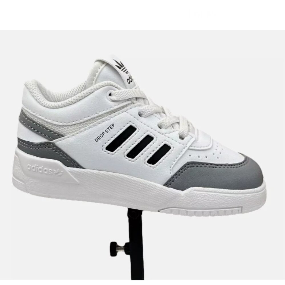 Adidas Drop Step Low Toddler Boy's Slip-on Casual Leather Sneakers Size 10 White
